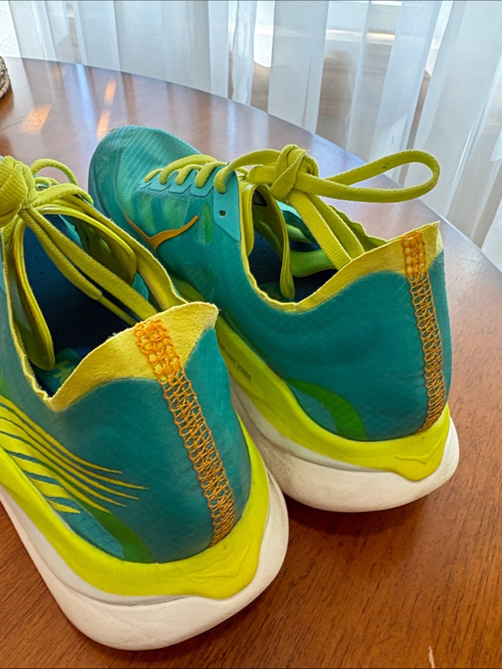 Hoka Women’s Teal & Lime Performance Running Sneakers - Picture 3 of 13